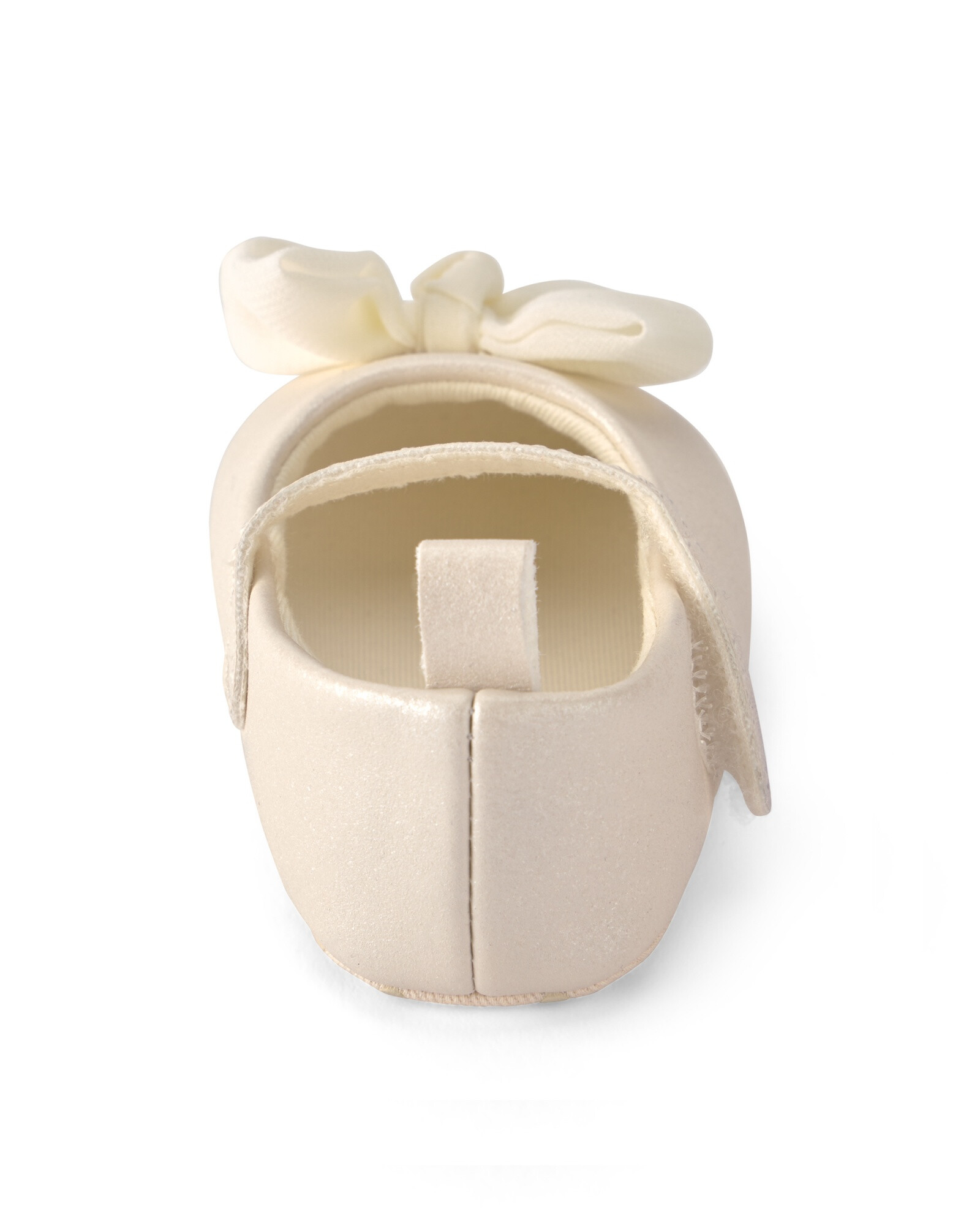 Guillerminas con velcro, brillo y moño, en color crema Sin color