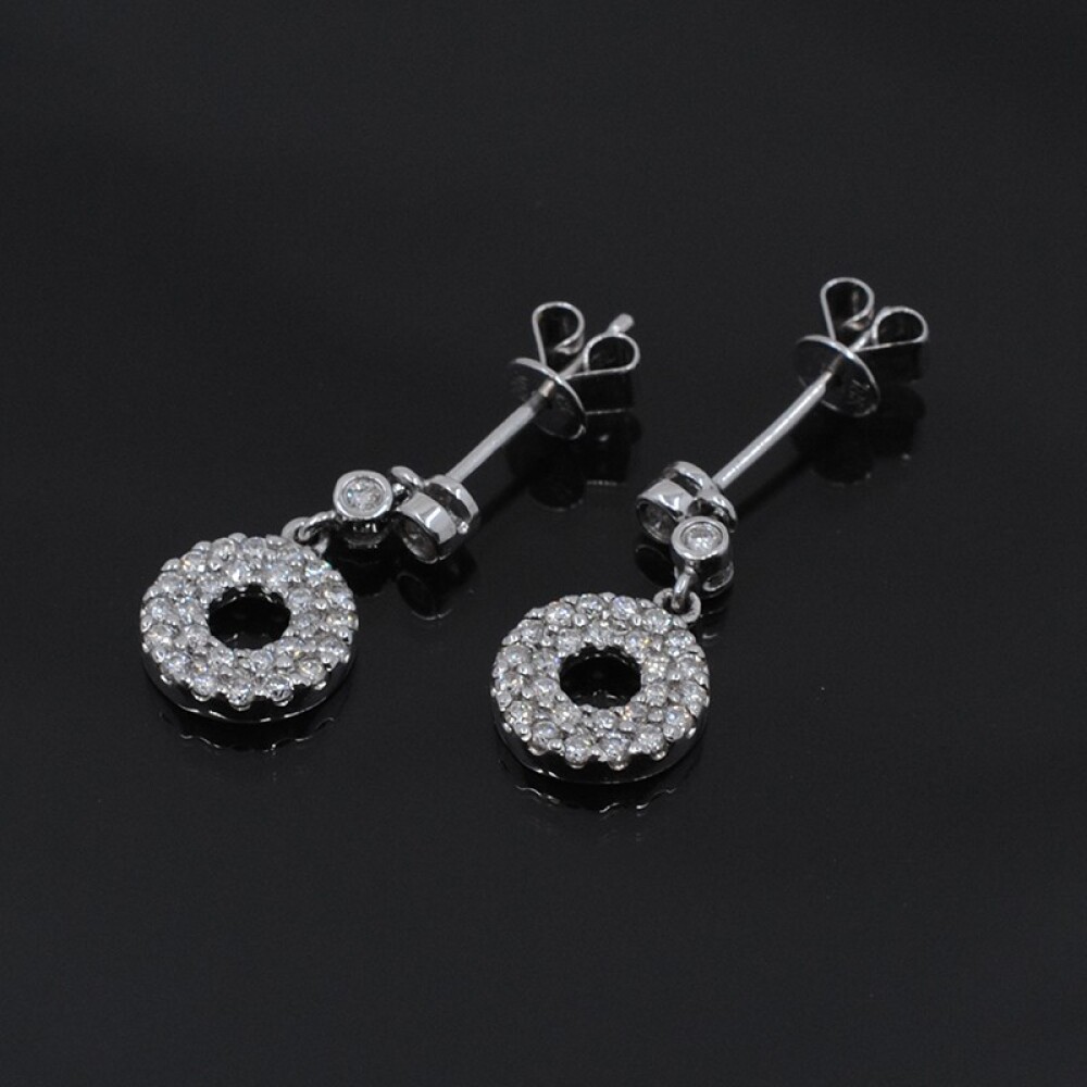 Caravanas En Oro 18K Blanco Y Brillantes Caravanas En Oro 18K Blanco Y Brillantes