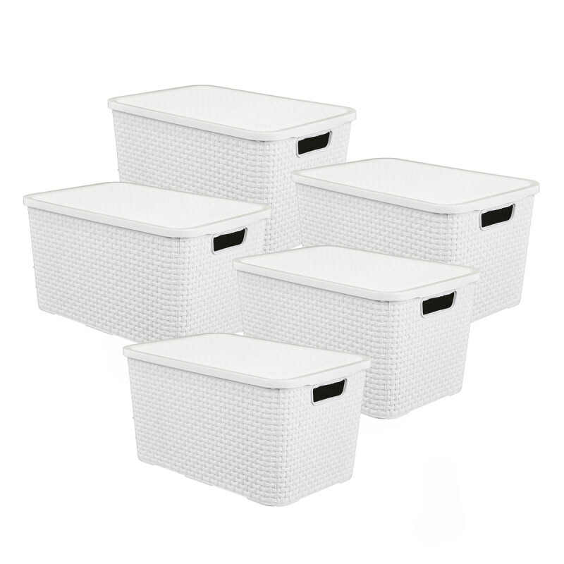 Set x5 Caja ratán 7 lts BLANCO