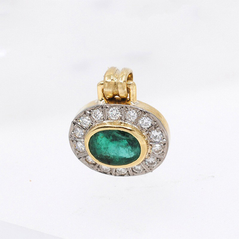 Colgante En Oro 18K, Brillantes Y Esmeraldas Colgante En Oro 18K, Brillantes Y Esmeraldas