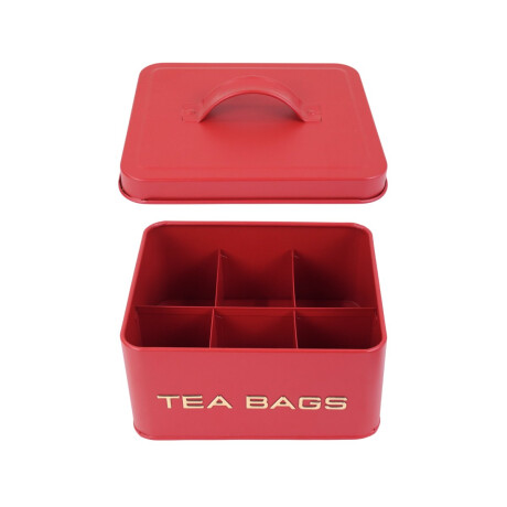 Caja de te metalica rojo con dorado Caja de te metalica rojo con dorado