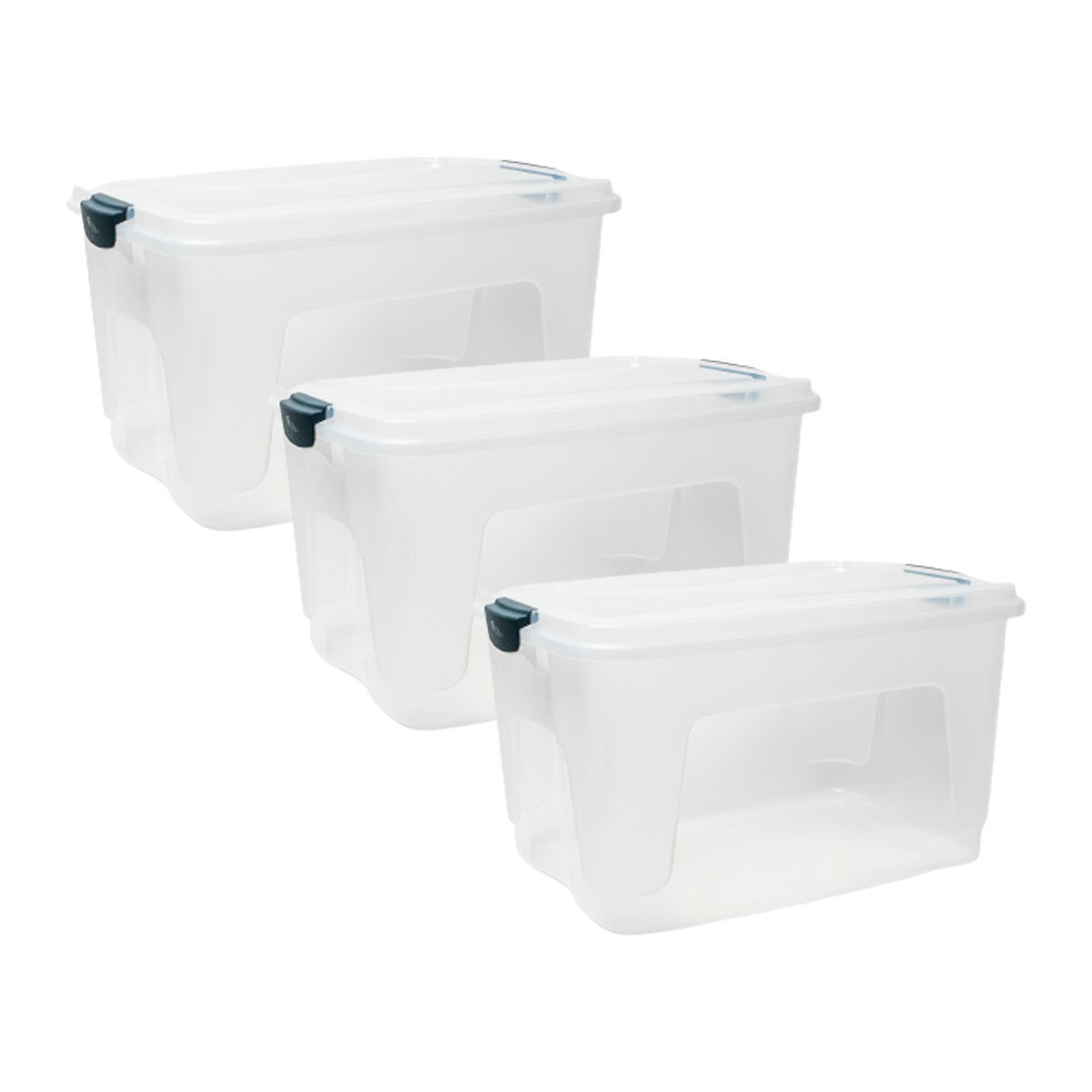 Set x3 Caja organizadora 30 lts Alta - TRANSPARENTE 