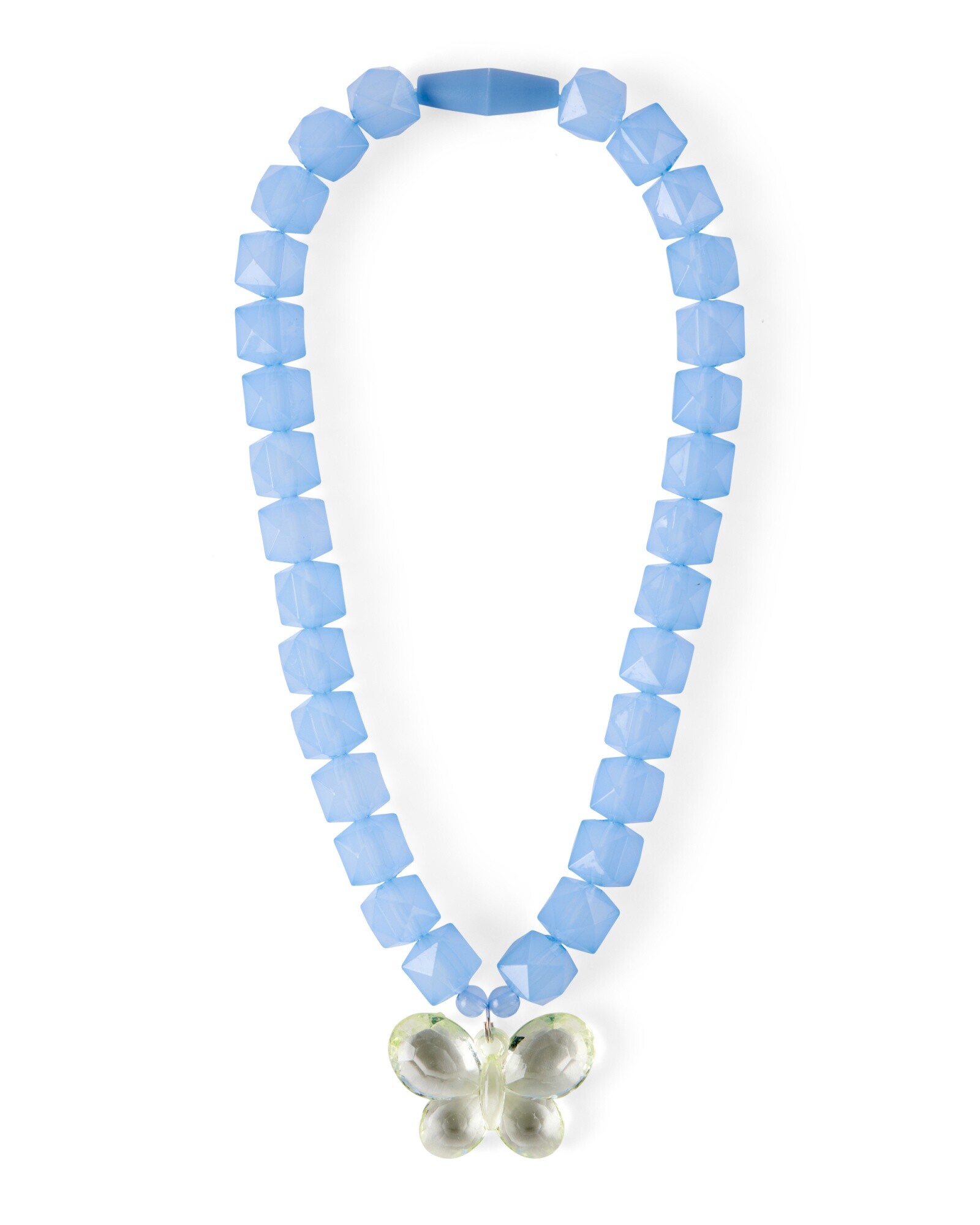 Collar de cuentas y dije mariposa Sin color