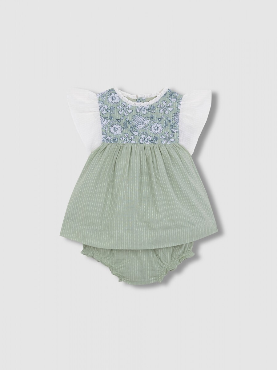 Vestido Canesu Estampado Gris