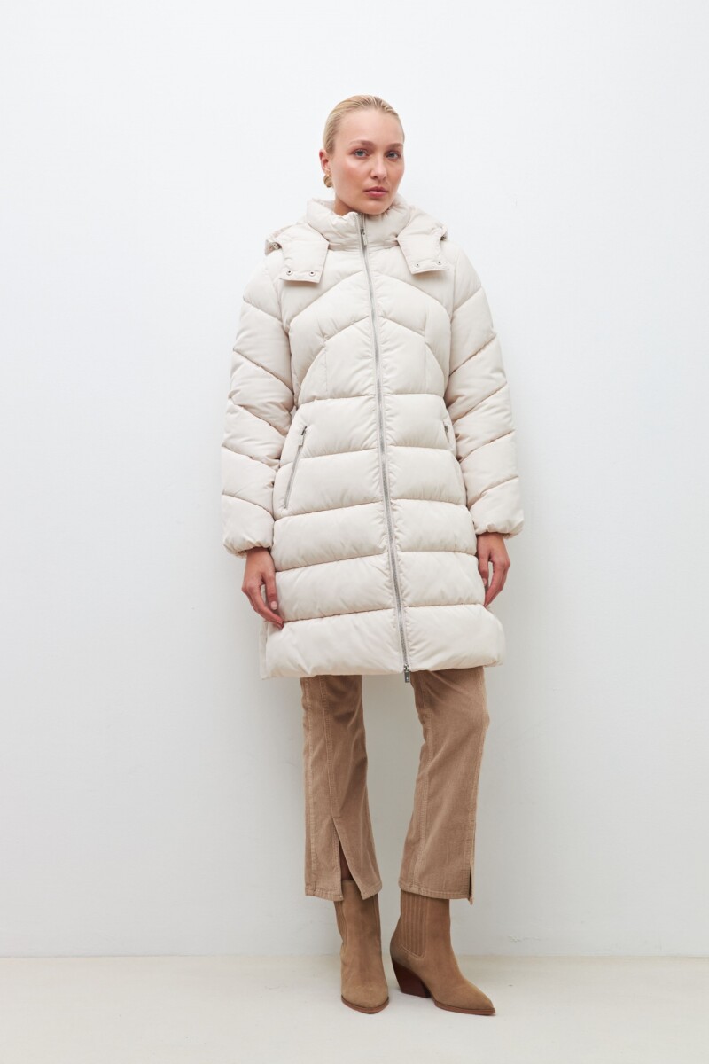 Campera capitoneada con capucha desmontable beige
