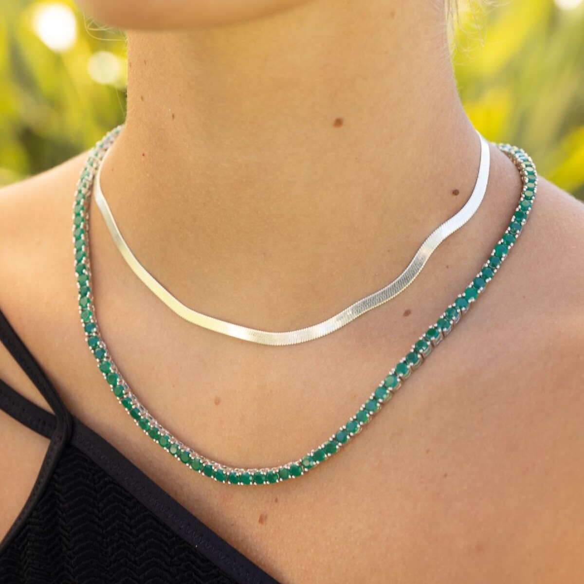 Collar Amara Agata Verde- Plata 925 