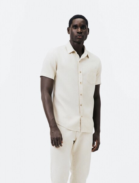CAMISA MANGA CORTA SLIM BEIGE