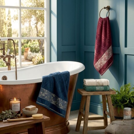 Juego De Toallas Baño Y Rostro Valencia 70x130 50x70 Cm Azul estelar