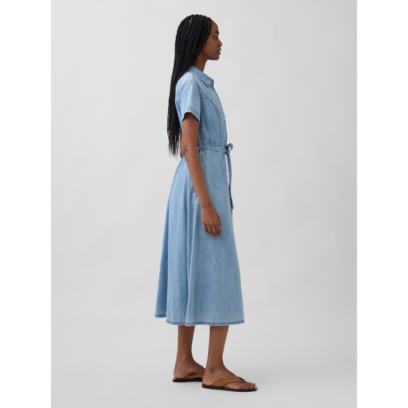 SS MIDI SHIRTDRESS - LT AVERY LIGHT WASH