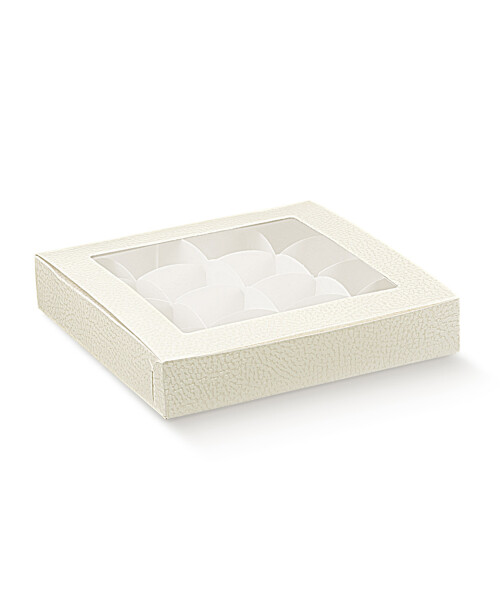 CAJA PLEGABLE PRACTICA C/VENTANA 24X16X3 cm PELLE BIANCO