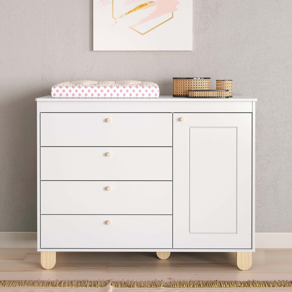 CÓMODA ZUPPY 20086 4C/1P MDF-Y-MADERA NATURAL-BEIGE