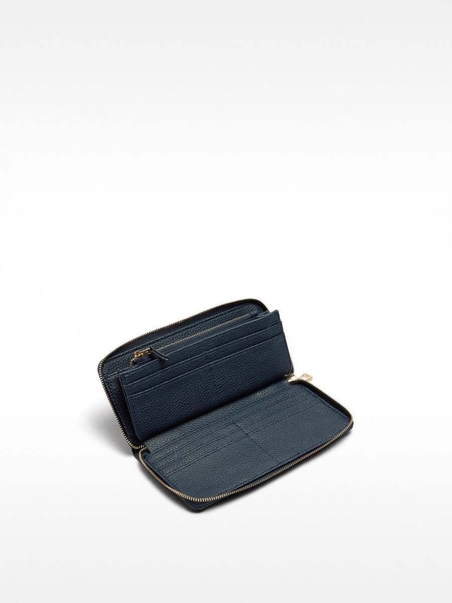 Cartera Con Textura Y Cierre De Cremallera azul-marino