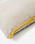 Almohadón Suerta 100% lino beige y mostaza 45 x 45 cm