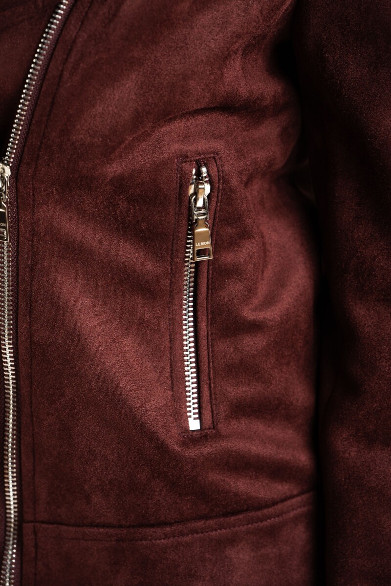 Campera Gamuza Cuero Vegano Burdeos