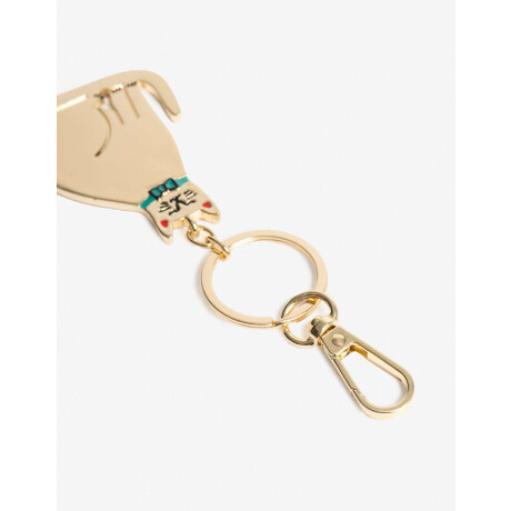 Llavero Y Bag Charm Metálico Gato Dorado