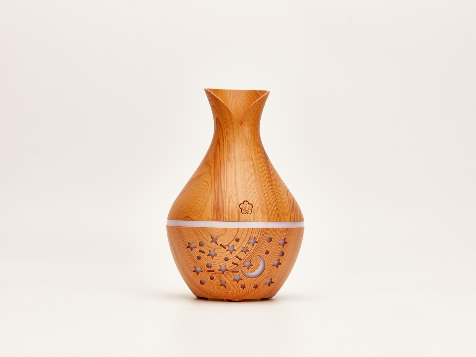HUMIDIFICADOR DE GRANO DE MADERA CON ESTRELLAS HUECOS Y LUNA 