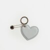 Llavero Heart En Cuero Grabado Saffiano Celeste