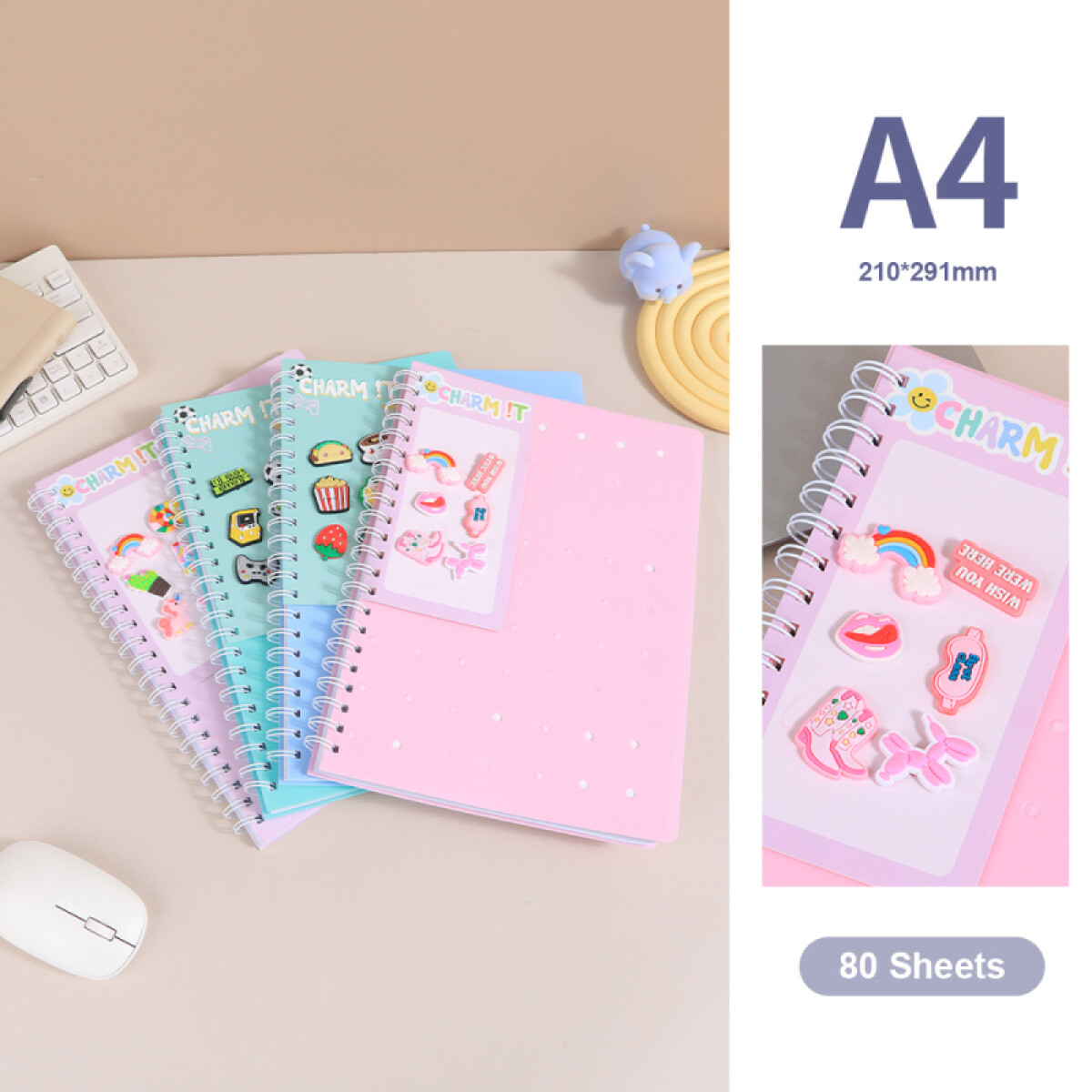 Cuaderno + 6 Pins - A4 - 80 Hojas A Rayas 