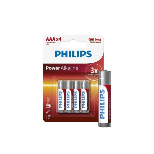 Pila Alkalina Philips Powerlife 1.5v. PILAS ALCALINA AAA PHILIPS PACK X4 UNI.