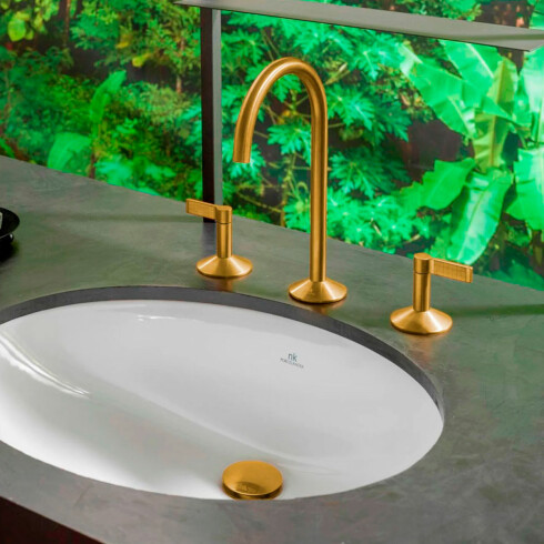 Lavatorio Bimando Oro Cepillado Mate Lignage Noken DORADO-BRUSHED GOLD