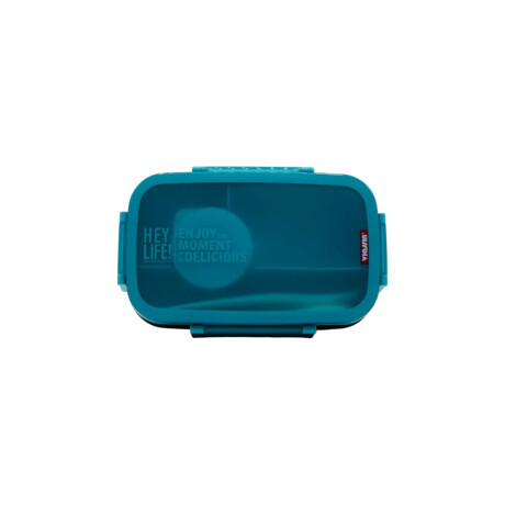 Vianda doble piso con cubiertos, division y tapa Turquesa