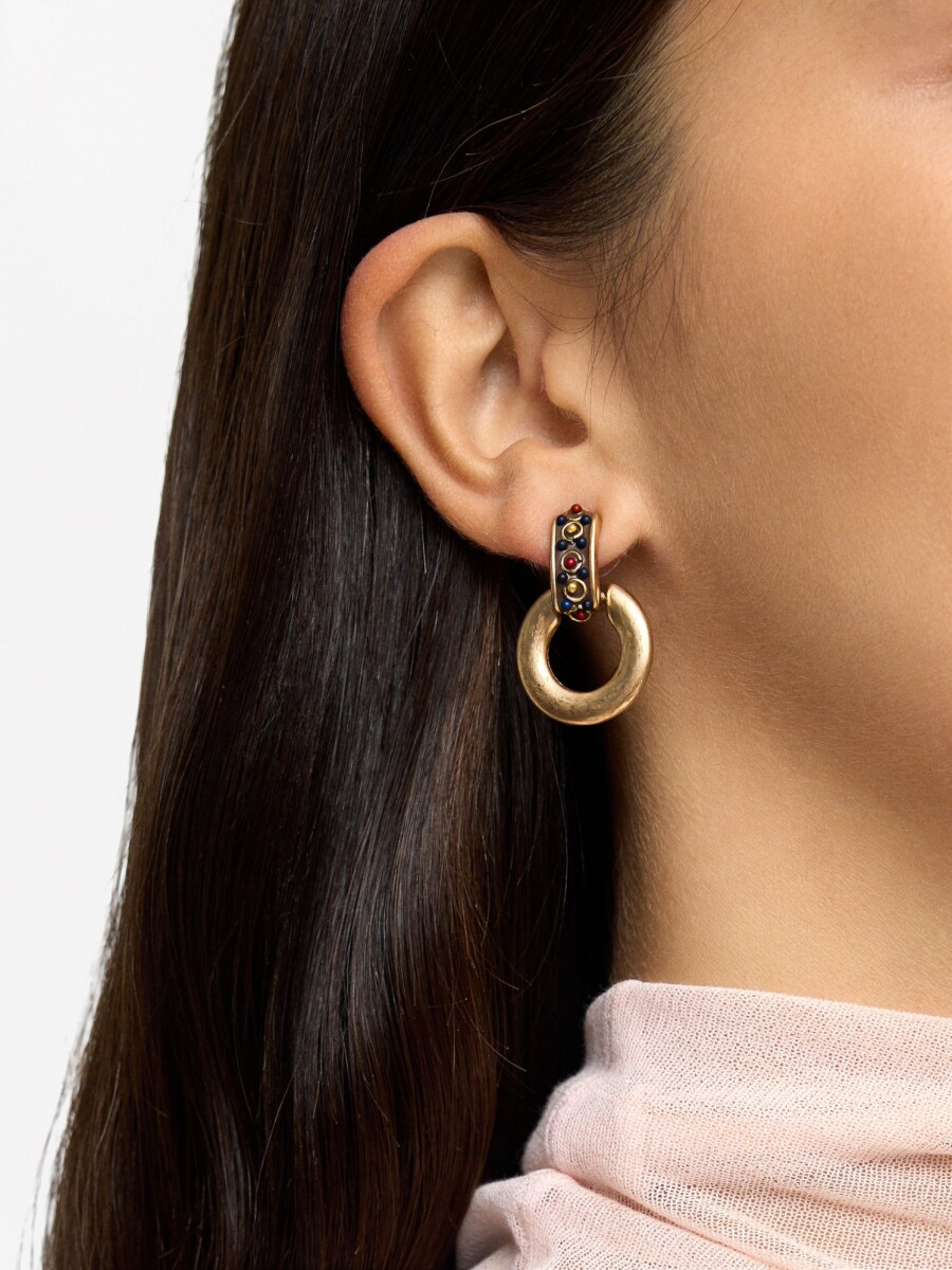 Pendientes Étnicos De Aro multicolor