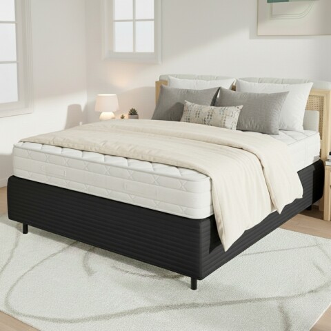 Base Box para Colchón de 2 Plazas Matrimonial - Madera Revestida en Poliéster Negro Base Box para Colchón de 2 Plazas Matrimonial - Madera Revestida en Poliéster Negro