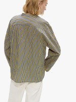 Camisa A Rayas Con Cuello Mao azul