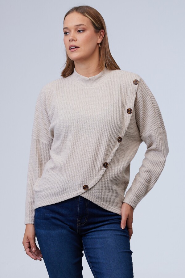Buzo Cruzado Botones BEIGE