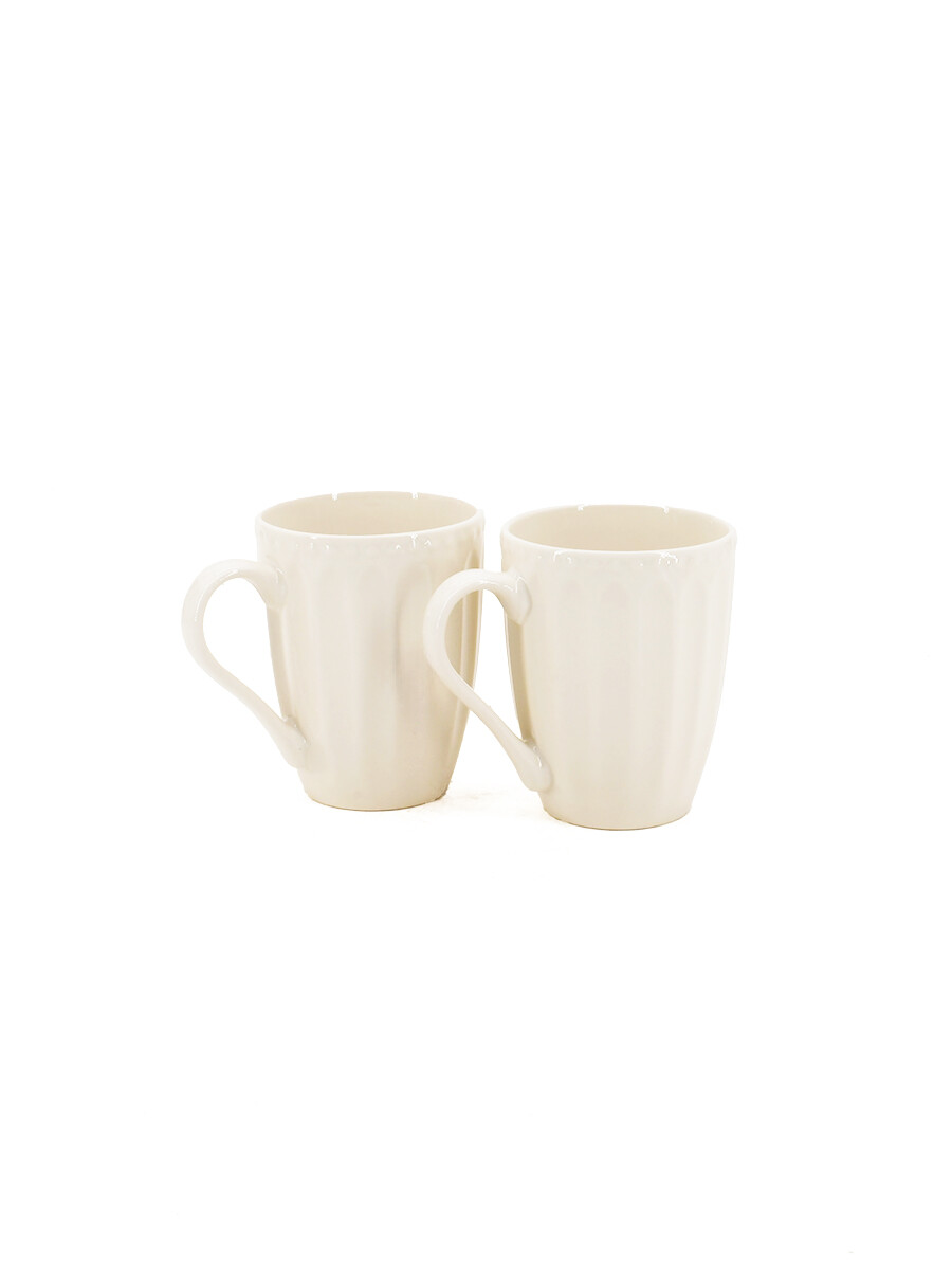TAZA BLANCA LISTRAS SET X2 - BLANCO 
