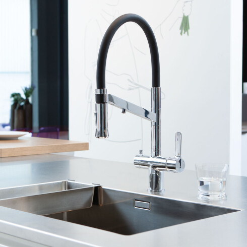 GRIFERIA MONOCOMANDO SEMIPROFESIONAL DE COCINA 3 VIAS PARA FILTRO GRIS