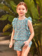 Blusa De Flores Azul Claro