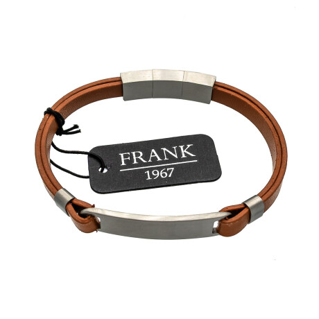 Pulsera de cuero y acero, FRANK. Pulsera de cuero y acero, FRANK.