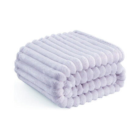 Manta Frazada Polar Plaza y Media Acanalada Suave Cama Sofá Gris Perla