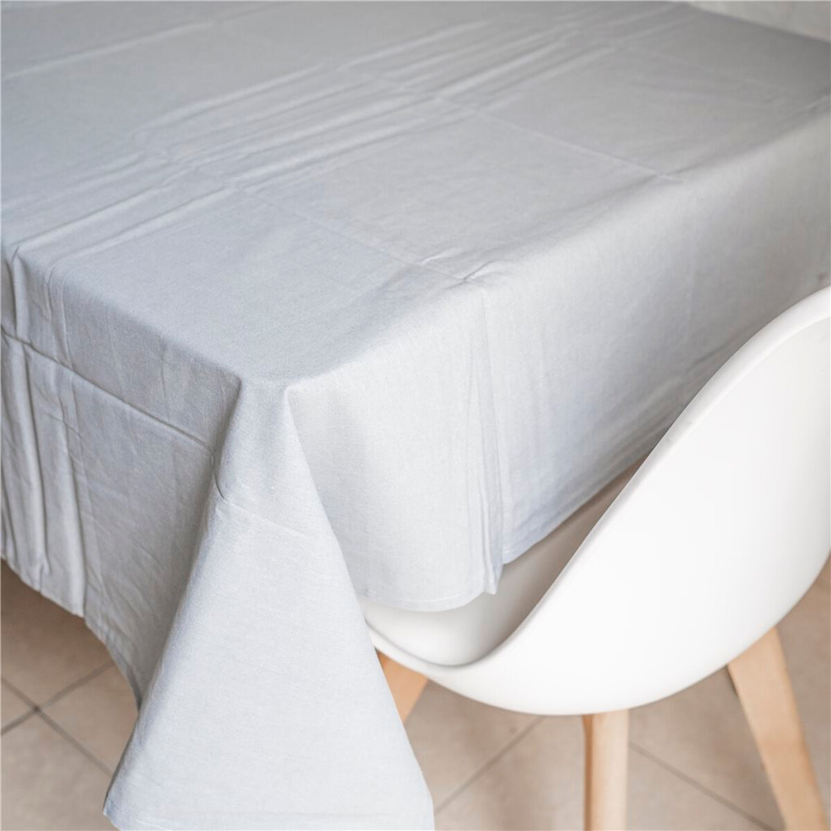 Mantel algodón diametro 160 cm - GRIS 