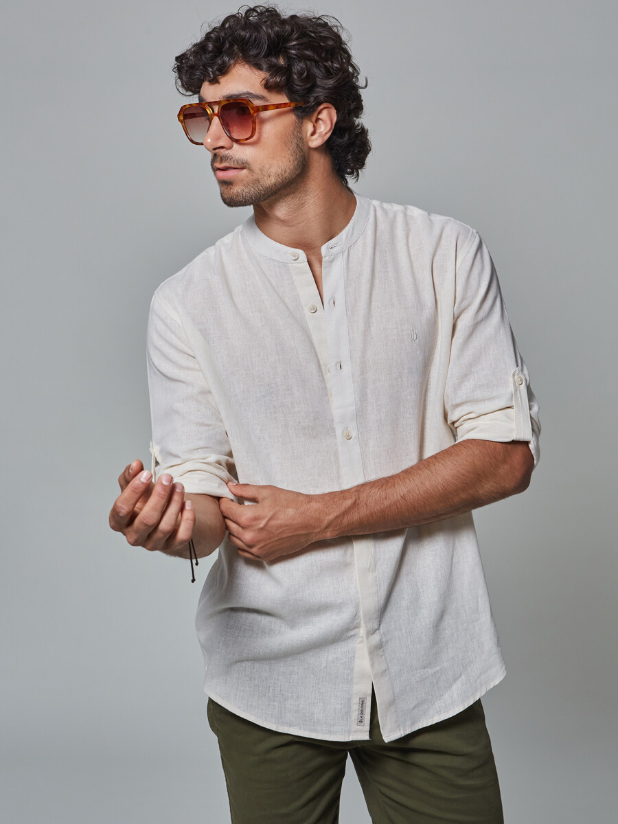 Camisa m/c lino lisa - arena 