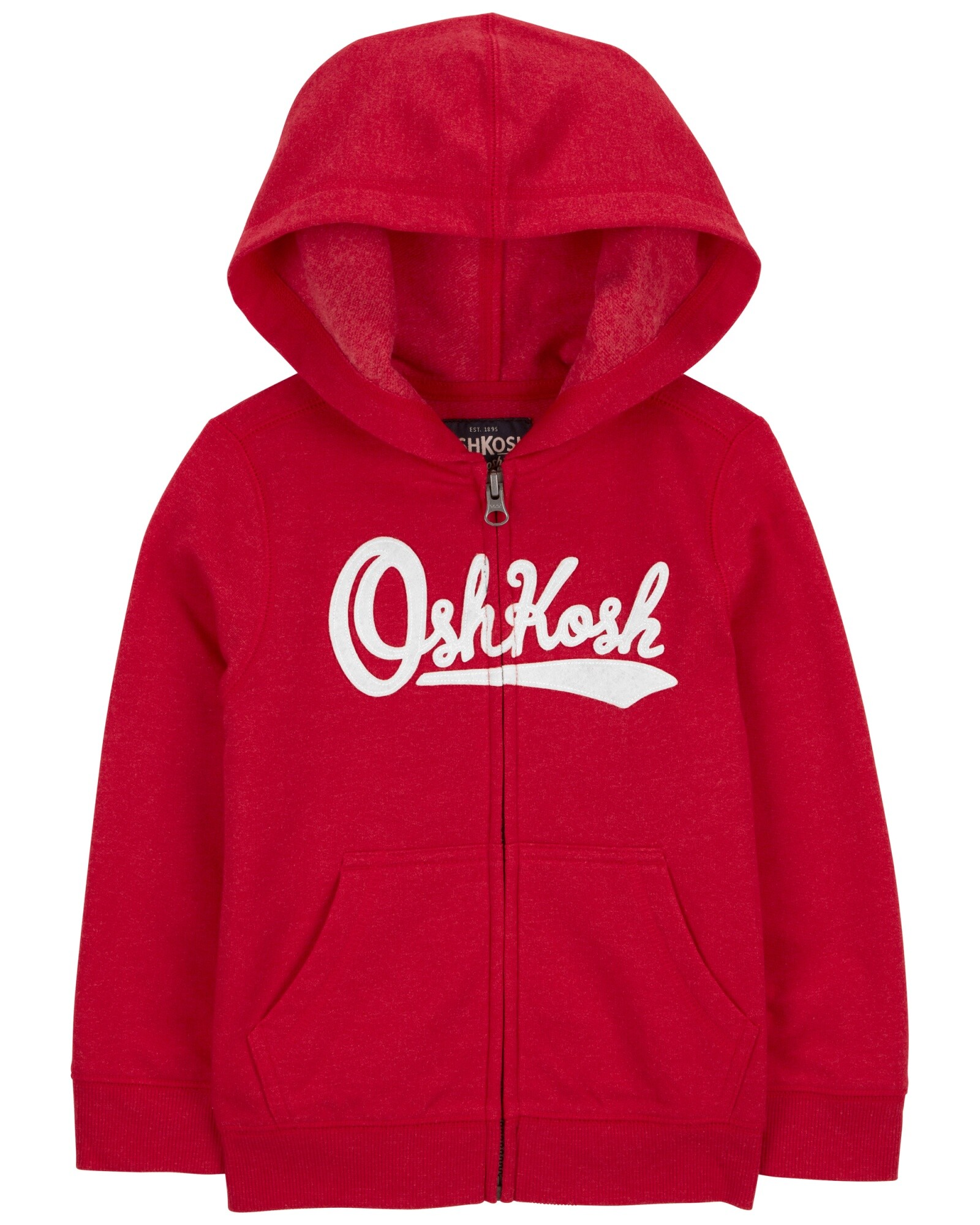 Campera de algodón, con capucha y logo, roja Sin color