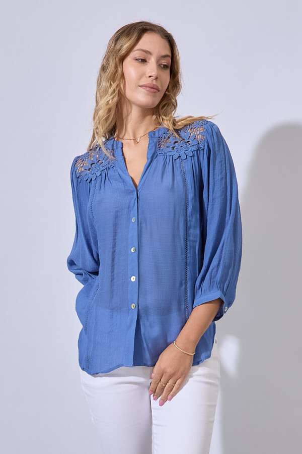 Blusa Crochet AZUL