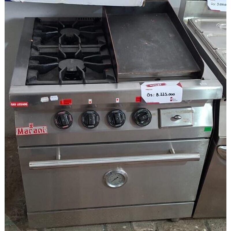 Cocina Industrial a Gas con 2 Hornallas, Plancha y Horno Marani Cocina Industrial a Gas con 2 Hornallas, Plancha y Horno Marani