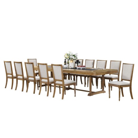 JUEGO DE COMEDOR 1+12 MDF-Y-MADERA NATURAL-BEIGE ANTONIETA