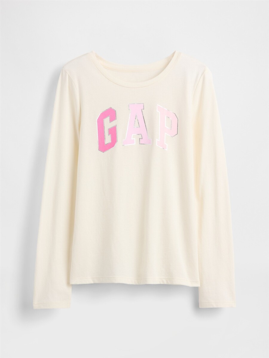Remera Logo Gap Niña - Ivory Frost 
