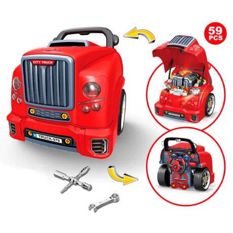 Set Herramientas Camión Taller Reparación Auto Juguete Rojo