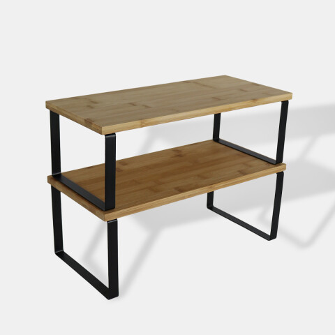 ORGANIZADOR METAL NEGRO/BAMBU 2PZAS Unica