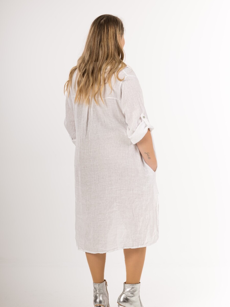 Vestido camisero 100% lino pesante Made in Italia Vestido camisero 100% lino pesante Made in Italia