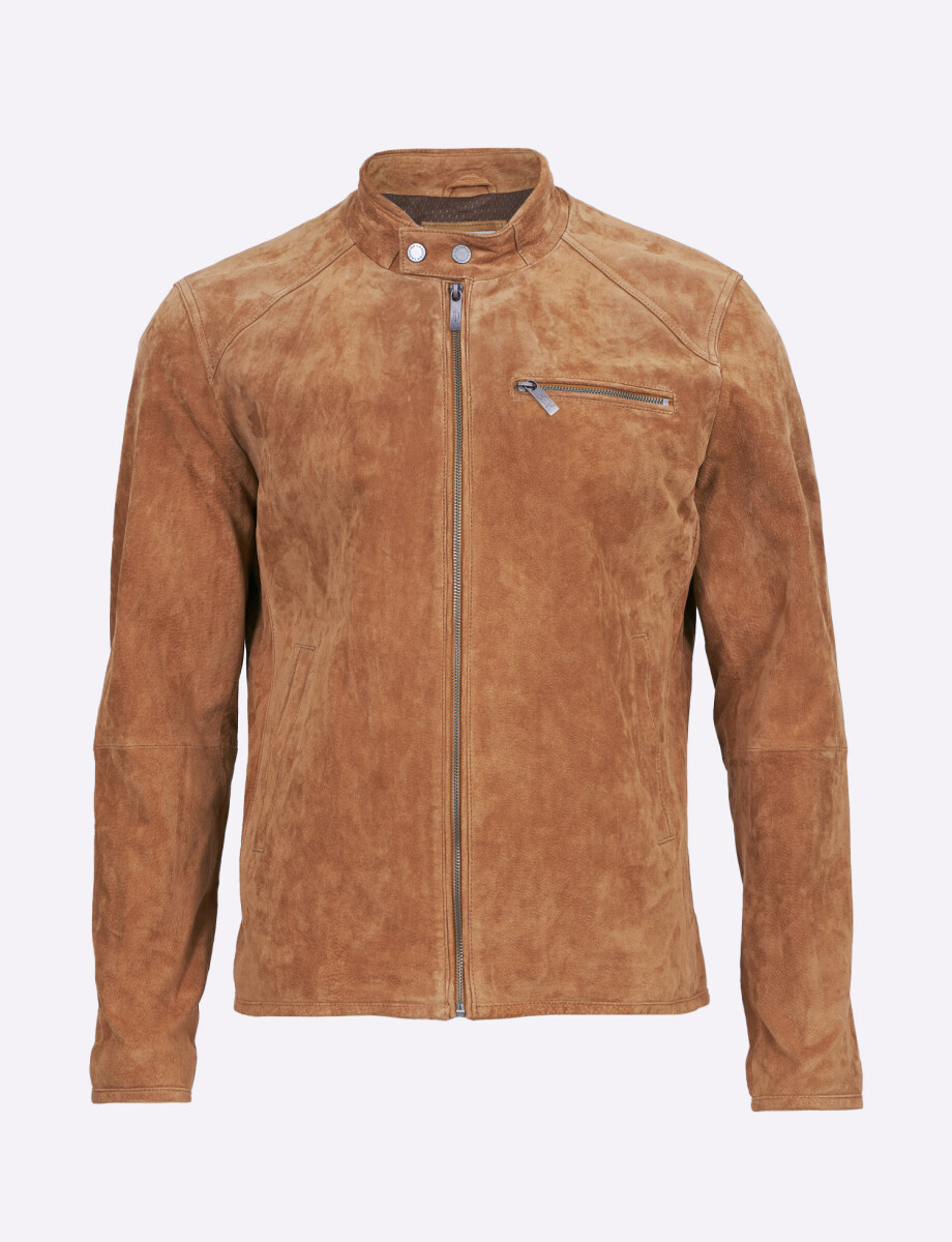 Campera cuero marron claro