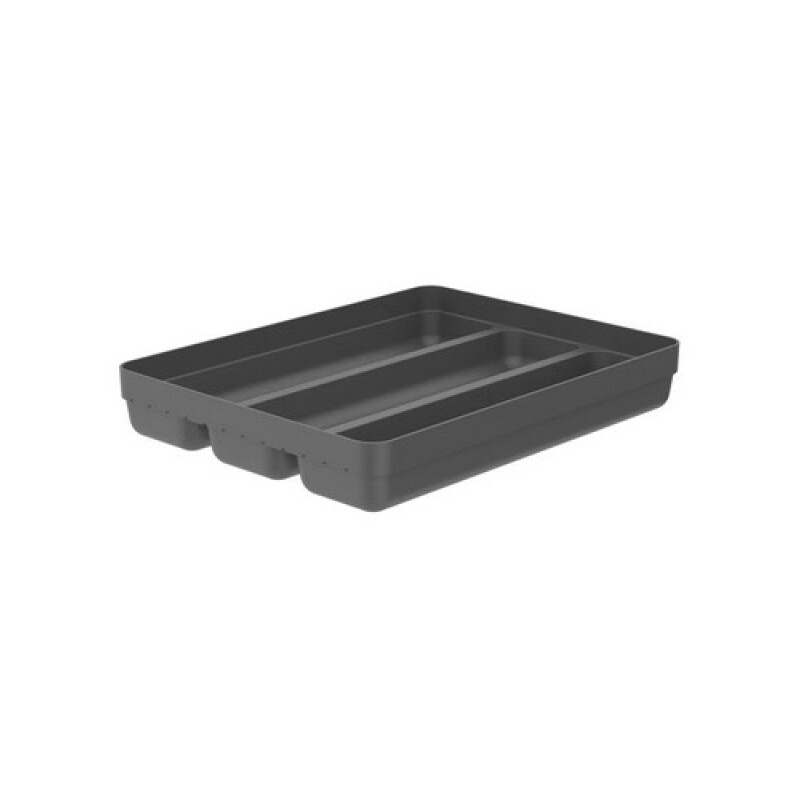 OL700 Cubiertera Organizador Cubiertos Para Cajon 3 Divisiones Gris Oscuro Ou