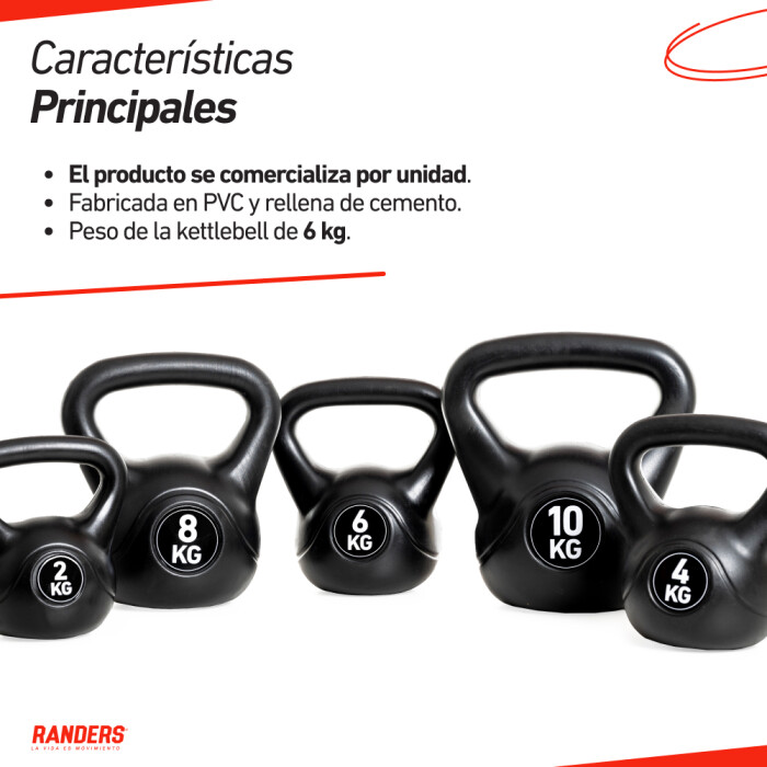 Pesa Rusa Kettlebell 6KG Recubierta PVC - Randers Pesa Rusa Kettlebell 6KG Recubierta PVC - Randers