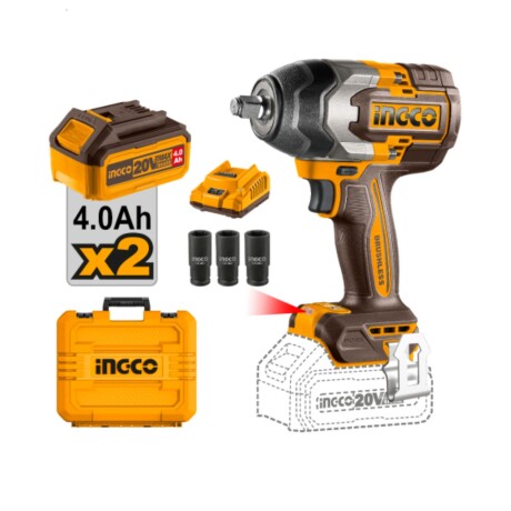 Llave de impacto Ingco a batería 850NM + cargador y valija Llave de impacto Ingco a batería 850NM + cargador y valija