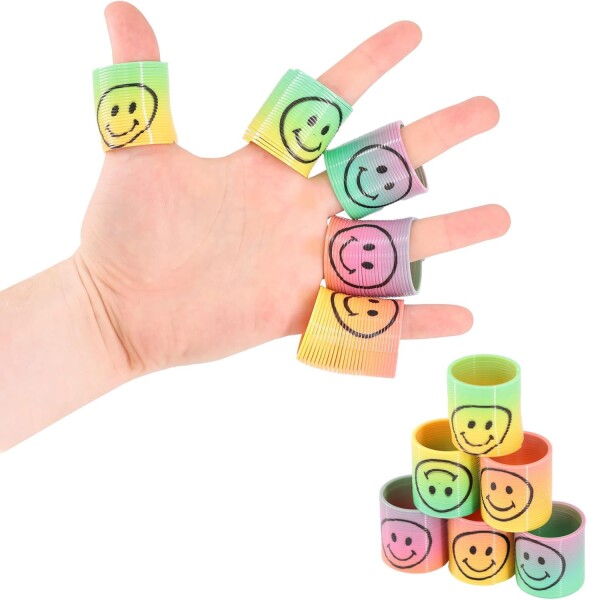 Set x12 Resorte Espiral Mágico Arcoiris Colores Cara Slinky Variante Diseño Multicolor