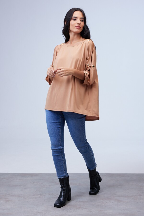 Blusa Oversize Manga Aros TOSTADO